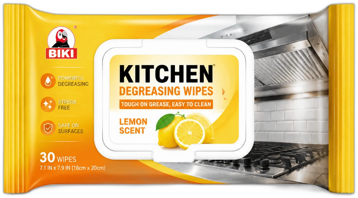 Kitchen Degreasing Wipes Soft Pack product for greasy kitchen surfaces