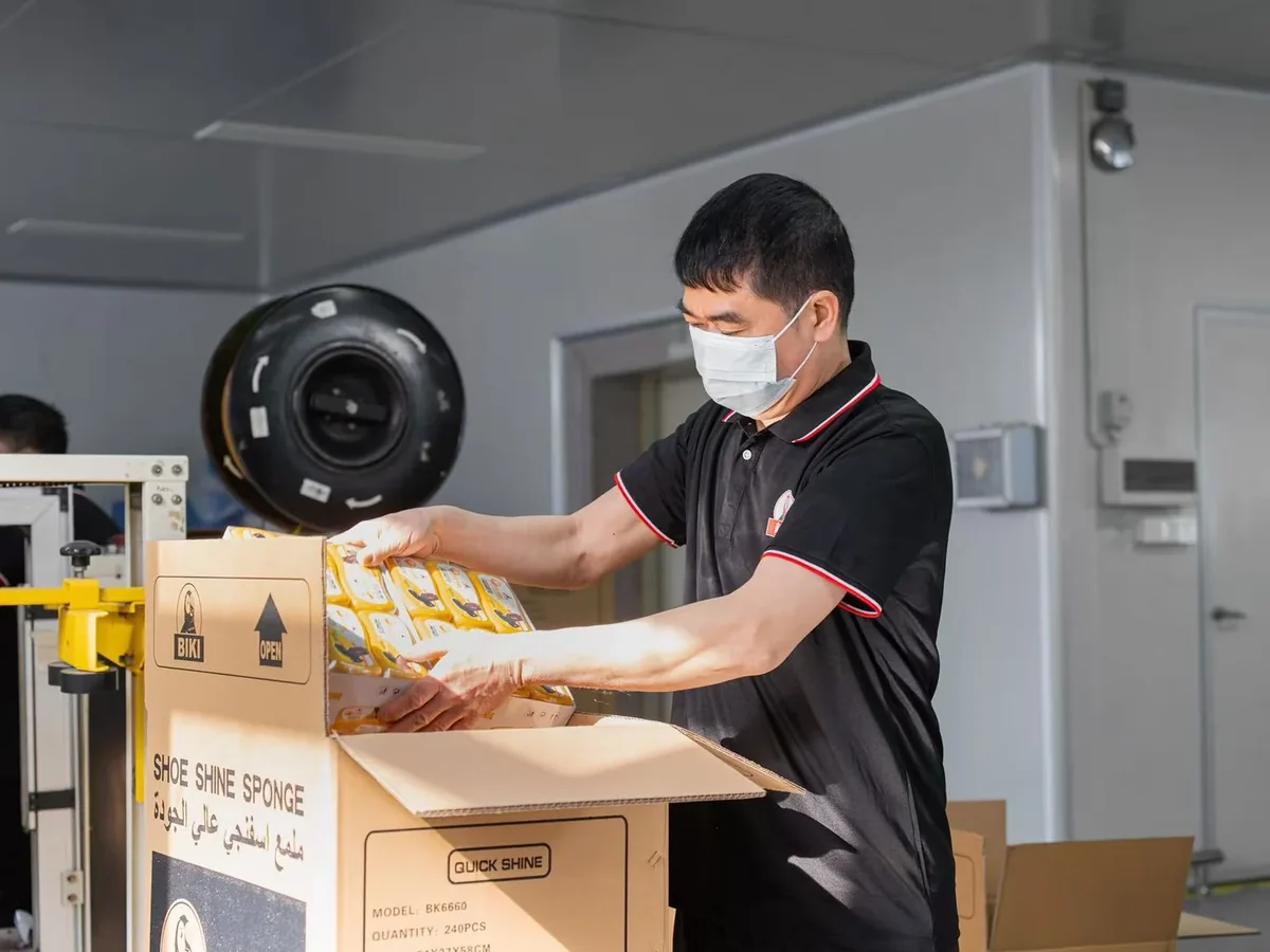 Cleaning product filling workshop with production equipment