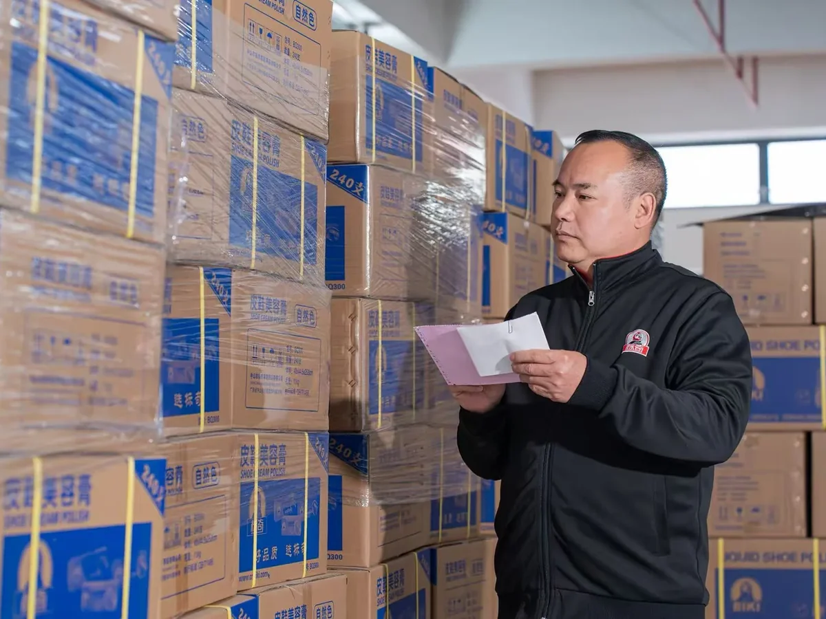 Finished cleaning products in factory production area