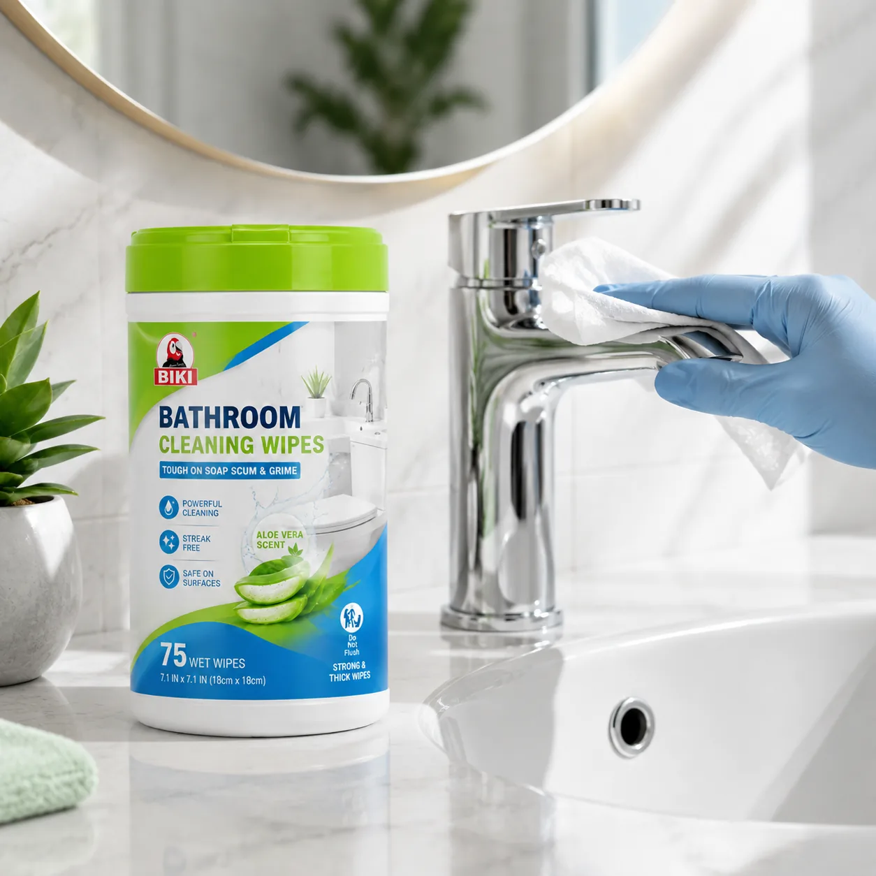 Bathroom Toilet Wipes Faucet Cleaning | BIKI Home Care