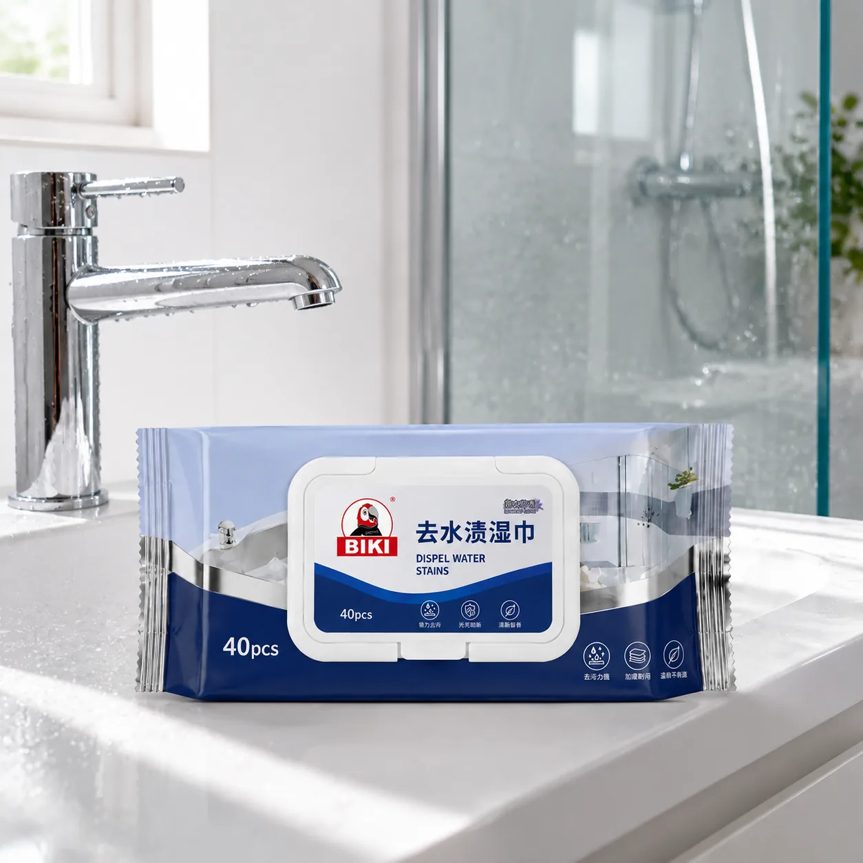 Bathroom Wipes Shower Glass Limescale Cleaning | BIKI Home Care