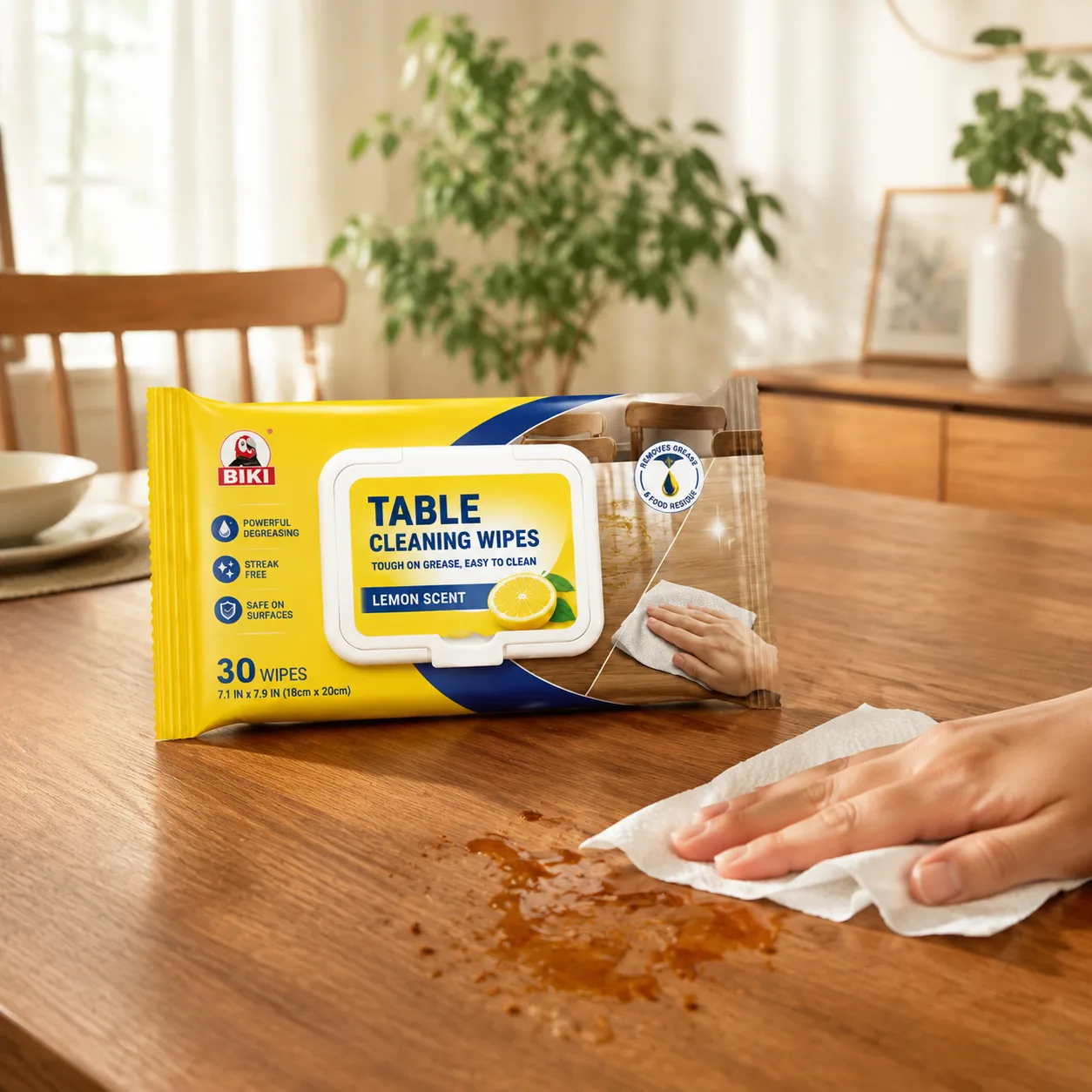 Dining Table Wipes Soft Pack Spill Cleaning | BIKI Home Care