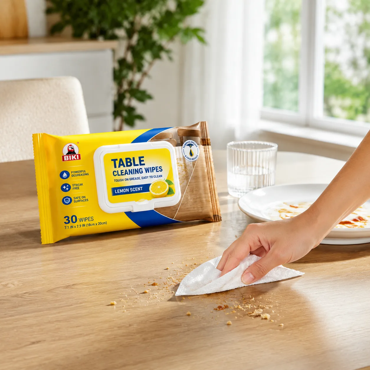 Dining Table Wipes Soft Pack Wood Table Cleaning | BIKI Home Care