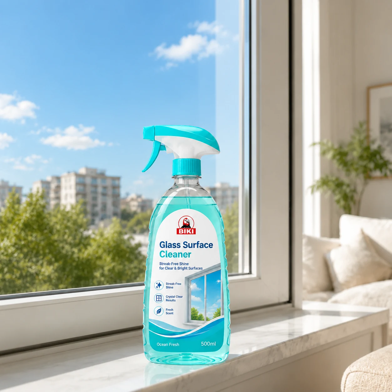 Glass Cleaner Spray Streak Free Window Result | BIKI Home Care