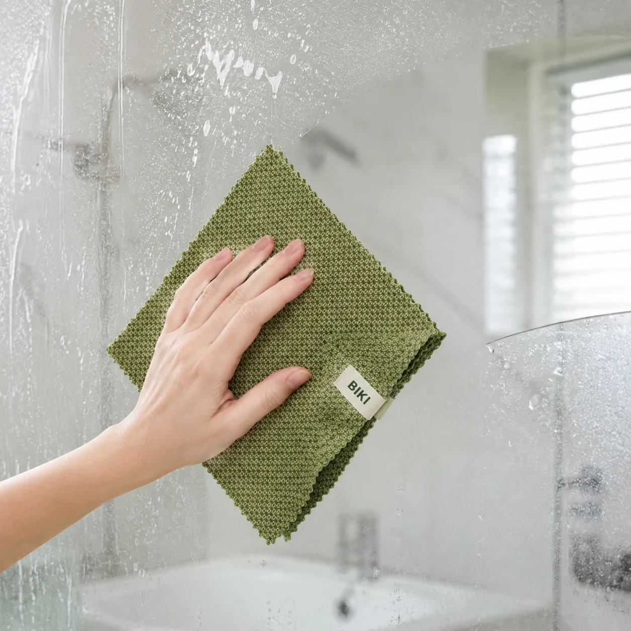 Glass Cleaning Microfiber Towel Bathroom Mirror Water Spot Cleaning | BIKI Home Care