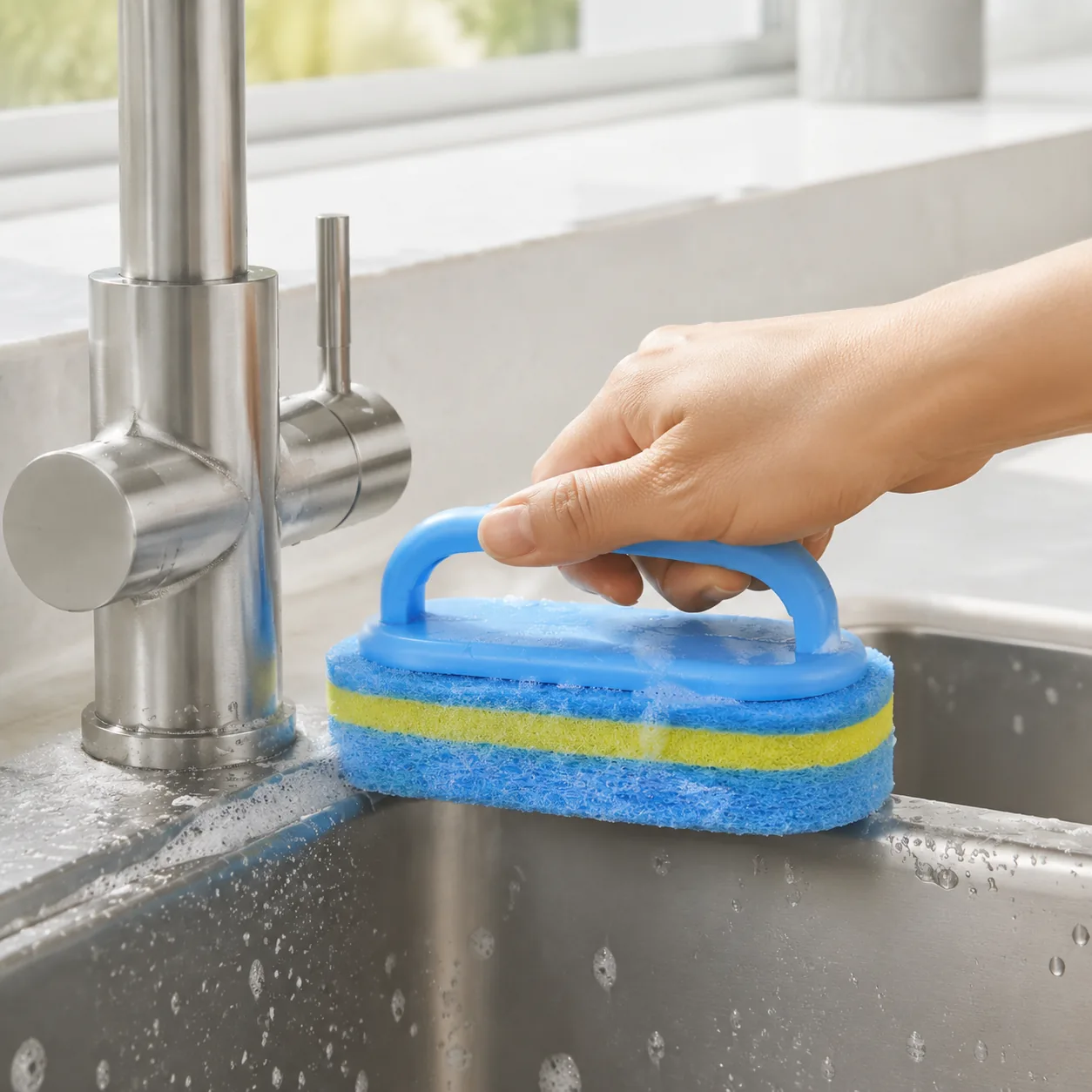 Handle Cleaning Sponge Kitchen Sink Scrubbing | BIKI Home Care