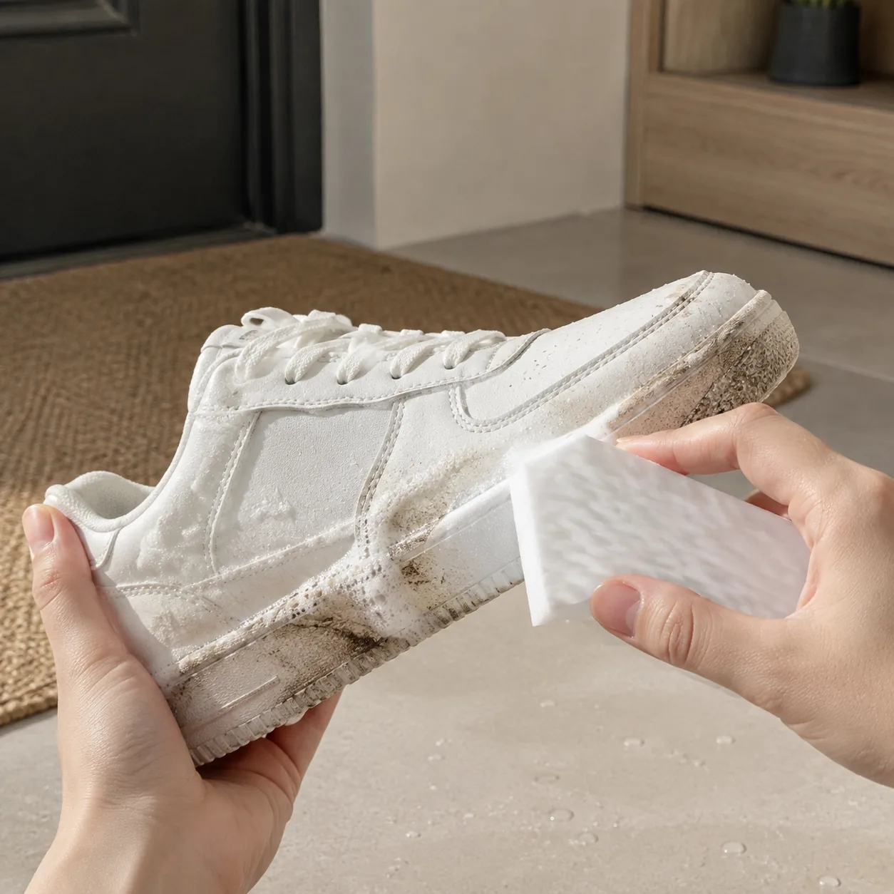 High Density Melamine Cleaning Sponge White Sneaker Stain Cleaning | BIKI Home Care