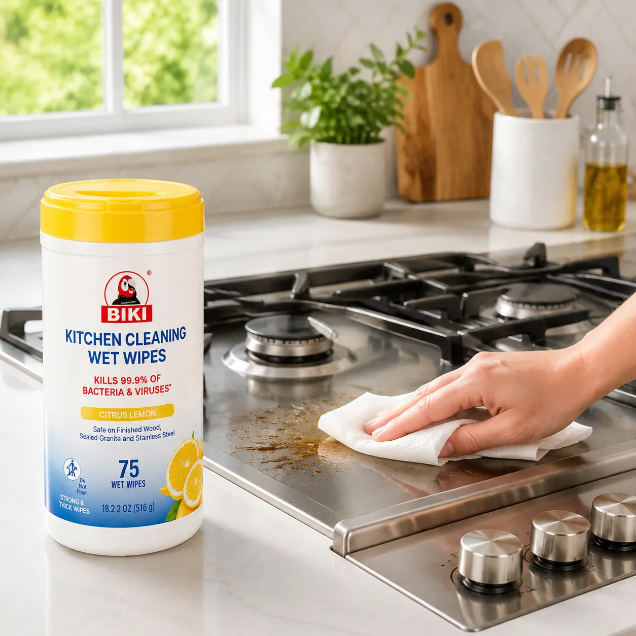 Kitchen Cleaning Wipes Stovetop Grease Cleaning | BIKI Home Care