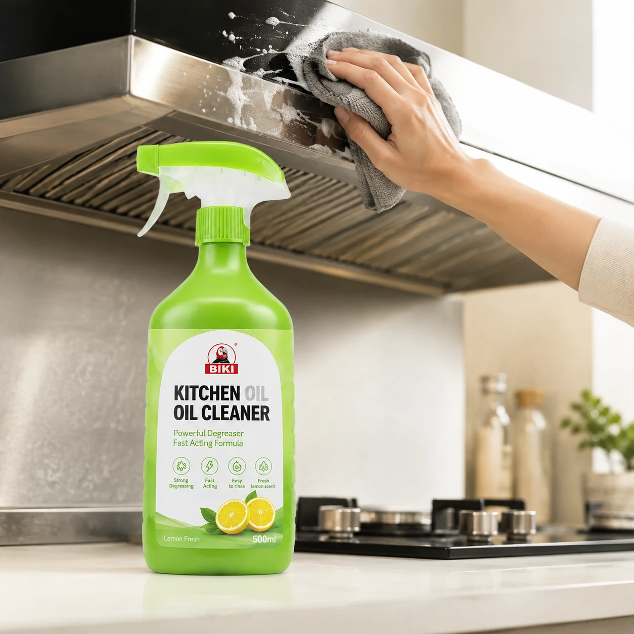 Kitchen Degreaser Spray Range Hood Wiping | BIKI Home Care