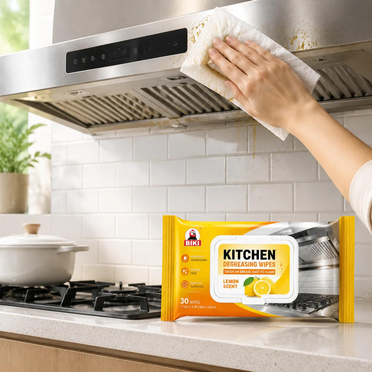 Kitchen Degreasing Wipes Range Hood Cleaning | BIKI Home Care