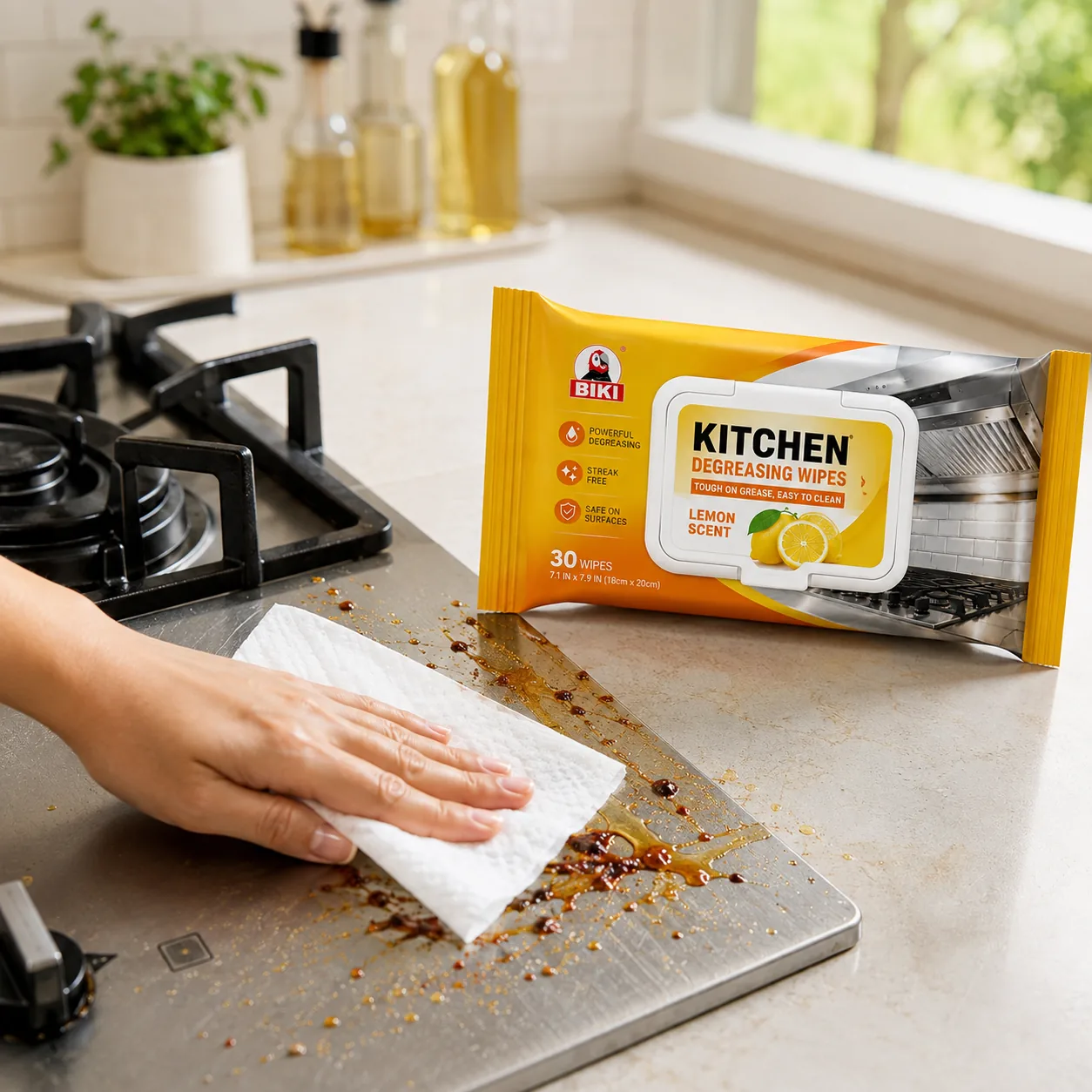 Kitchen Degreasing Wipes Stovetop Crumb Cleaning | BIKI Home Care