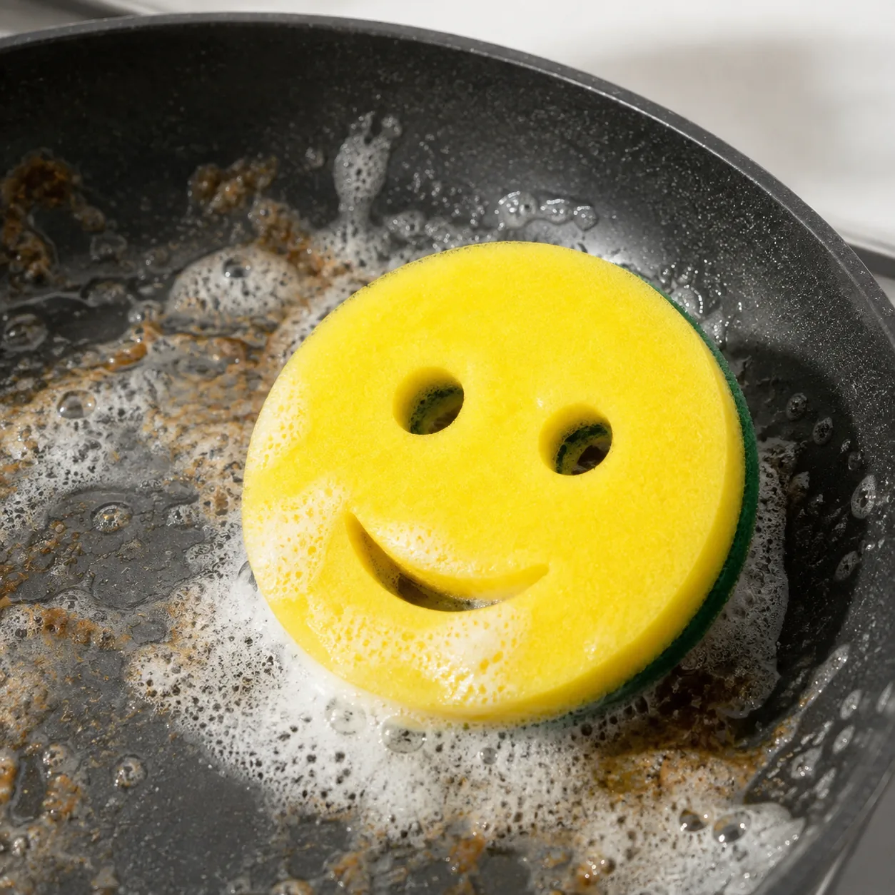Smiley Dishwashing Sponge Pan Grease Scrubbing | BIKI Home Care