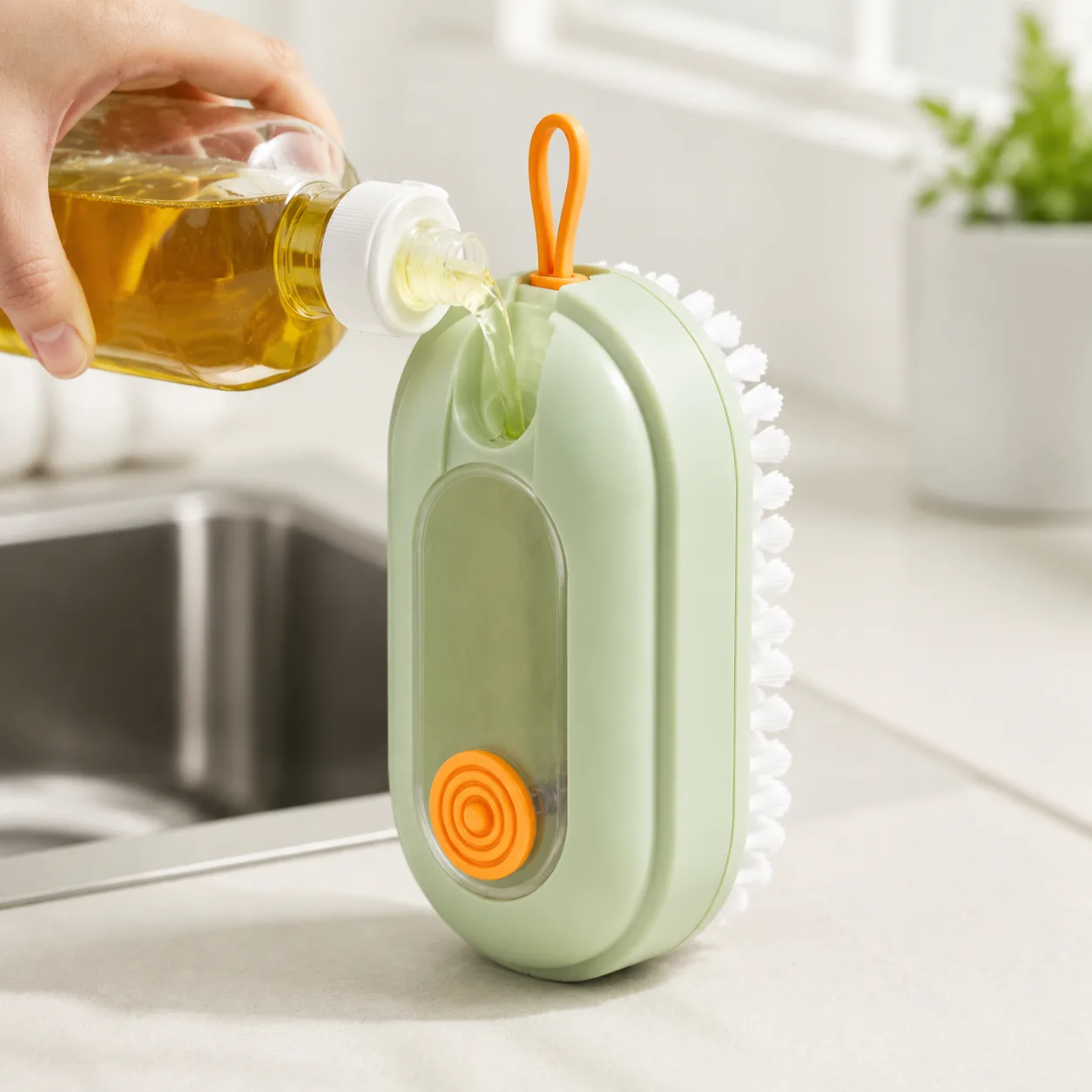 Soap Dispensing Dish Brush Palm Detergent Reservoir Refill | BIKI Home Care