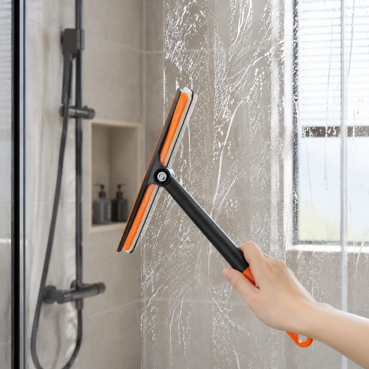 Two In One Glass Cleaning Scraper Shower Door Squeegee | BIKI Home Care