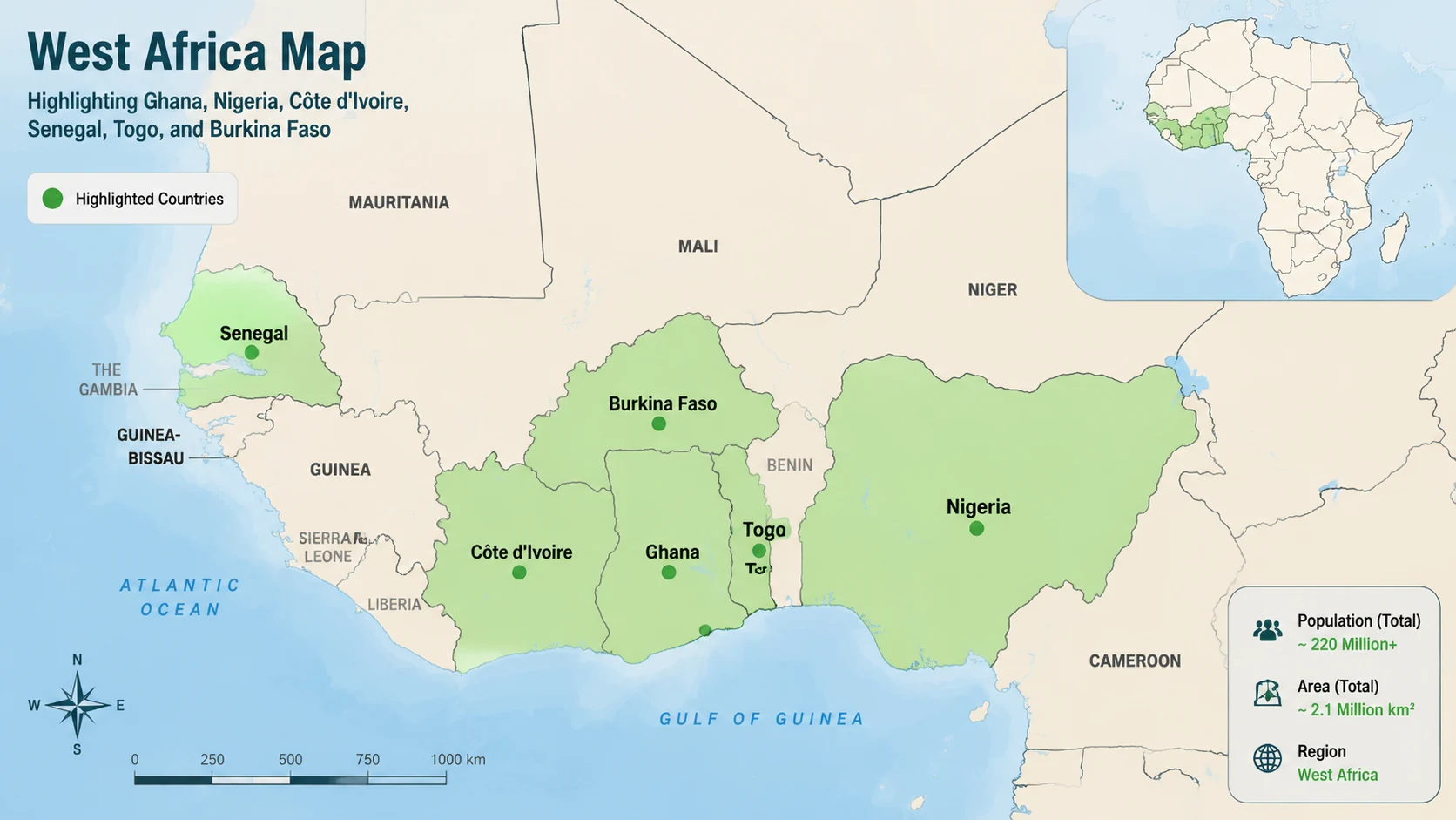 West Africa cleaning products market map with key countries
