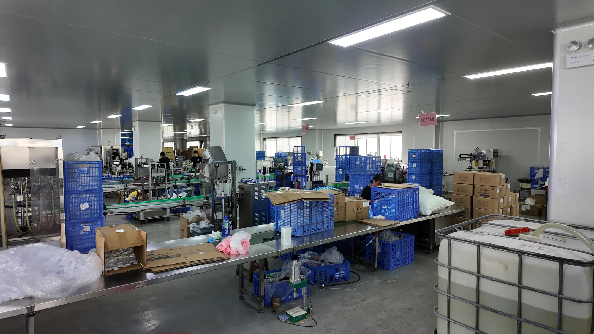 Household cleaning products prepared for warehouse distribution