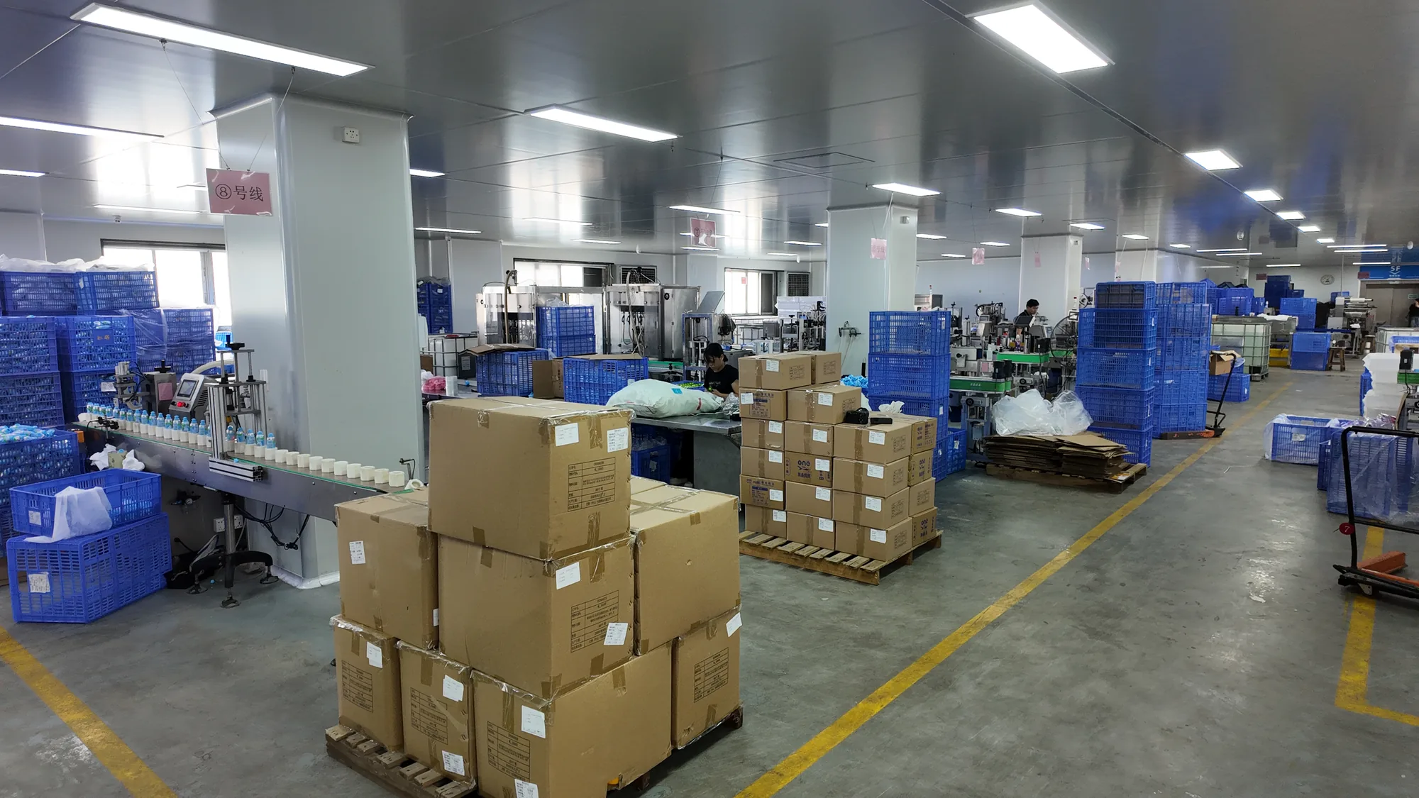 Household cleaning products moving through manufacturing supply chain