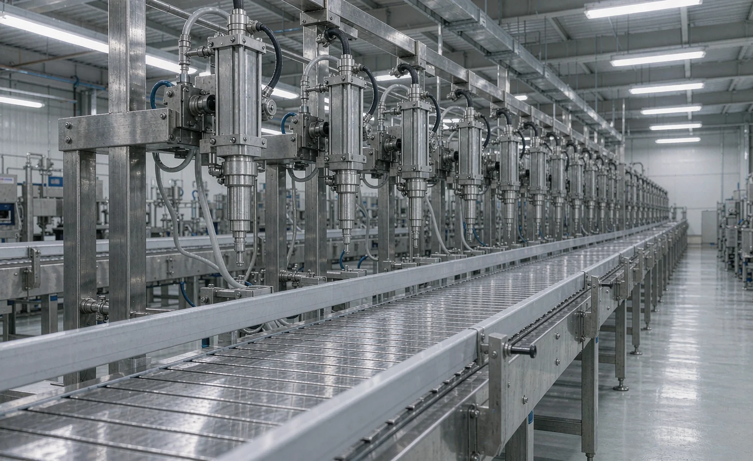 An idle household cleaning product production line during the Chinese New Year shutdown