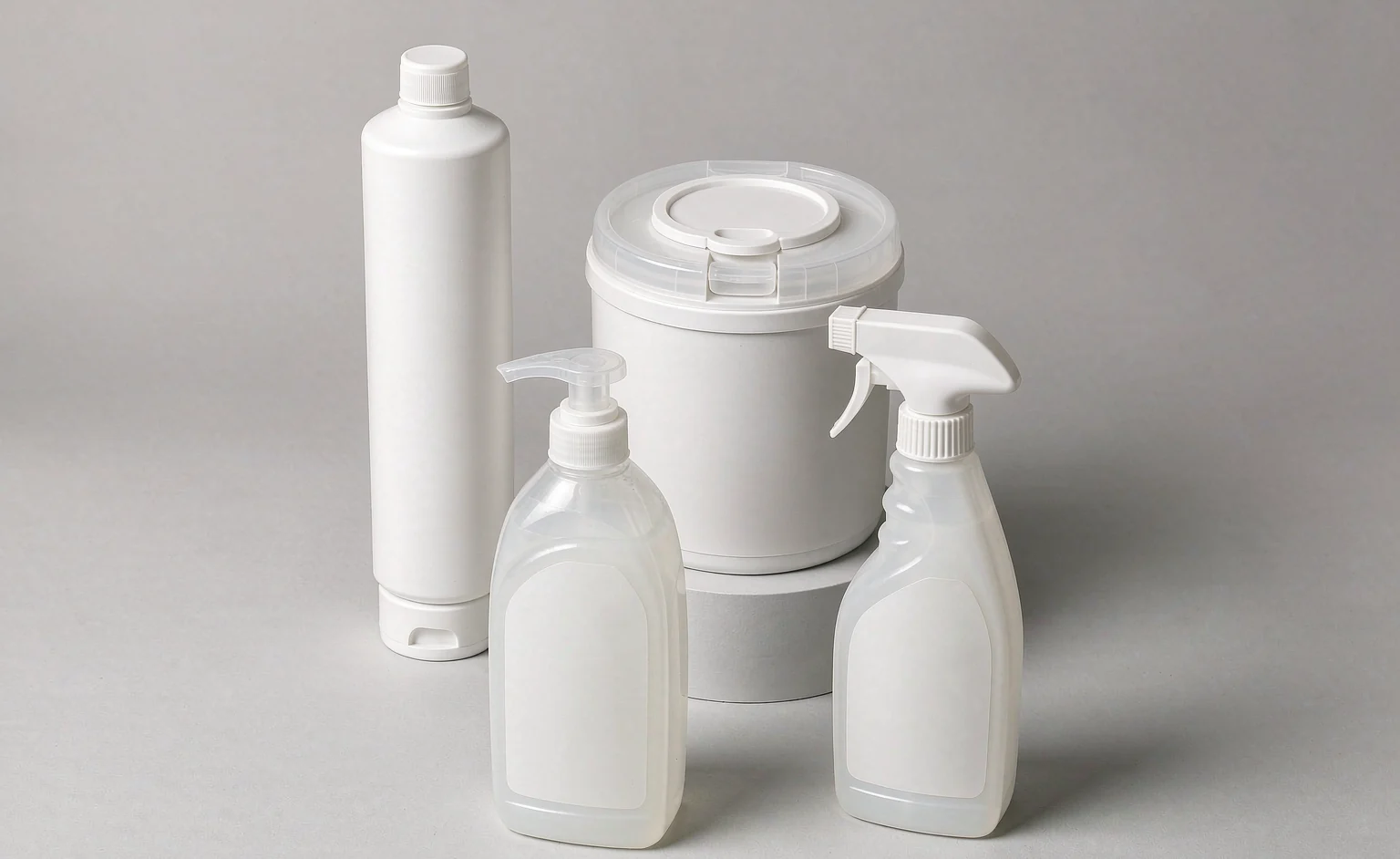 A household cleaning product range grouped for a Ramadan program, including floor cleaner, dishwashing liquid, surface spray and wipes